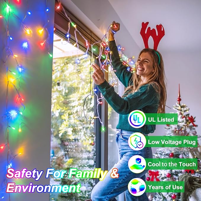 82FT LED Christmas Lights Outdoor with 176 Drops, Christmas Decorations Hanging Lights 616 LED 8 Modes, Outsite Fairy String Lights for Wedding Party Holiday Winter Wonderland Decorations Multicolor