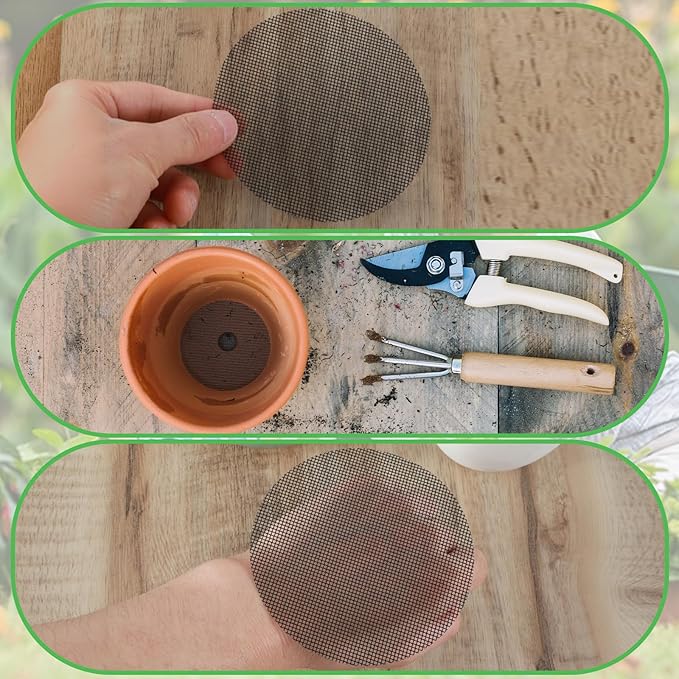 50pcs Round Bonsai Mesh, 4 Inch Mesh for Plant Pots, Prevent Soil Loss, Plastic Drainage Meshes,Bonsai Bottom Drainage Insert for Garden Outdoor Potted Plants,Black