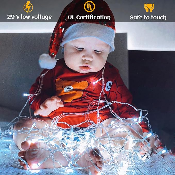 66FT 200 LED Christmas Lights Outdoor, Plug in Christmas String Lights Indoor, Waterproof & 8 Modes & Timer Function, Connectable Fairy Twinkle Light for Bedroom Classroom Wedding Party Decor, White