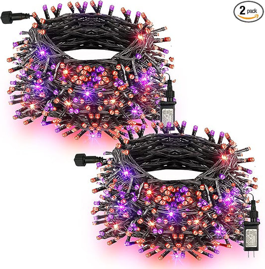 TW SHINE Halloween Lights, 400 LED 132FT Outdoor Halloween Lights Plug in with 8 Modes, Waterproof Light Outdoor, Indoor Decorations for Party Yard Haunted House Decor, Orange and Purple