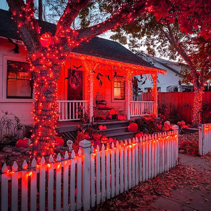 Nisocy 66FT 200 LED Red String Lights with Green Wire, Waterproof Christmas Tree Fairy Lights with 8 Modes, Indoor Outdoor Decorative Lighting for Holiday, Party, Garden, Patio