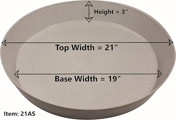 21 Inch (19 Inch Base) Case of 5 Plant Saucer - Black Polypropylene Made in USA