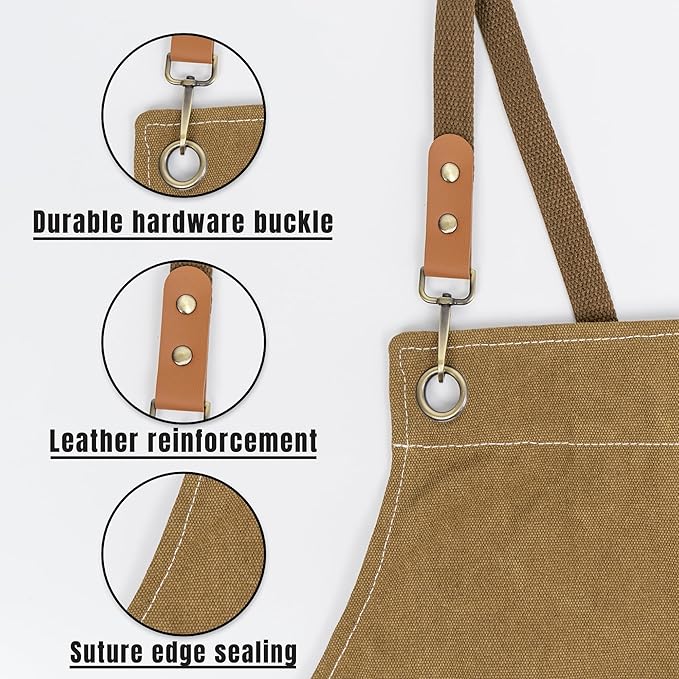 Personalized Chef Aprons for Men Women Canvas Cross Back Heavy Duty Work Apron for Coffee Shop Bartender Bistro Woodworking