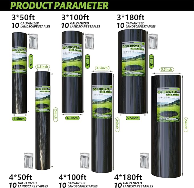 5 OZ Non Woven Geotextile Landscape Fabric, Weed Barrier Landscape Fabric for Landscaping, French Drains, Underlayment, Erosion Control, Construction Projects, 4x100FT Black