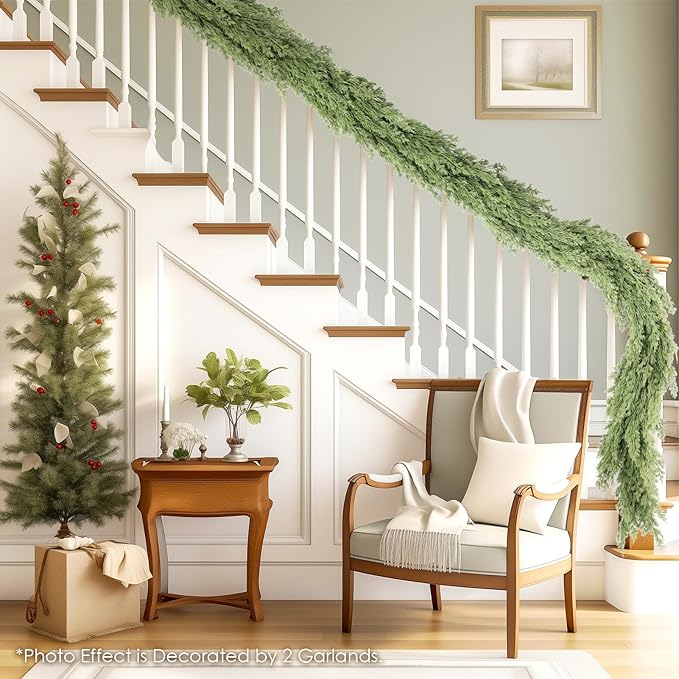 WBHome 2PCS Real Touch Pinus Garland for Christmas Holiday Seasonal Outdoor/Indoor Home Decor, 6FT Long