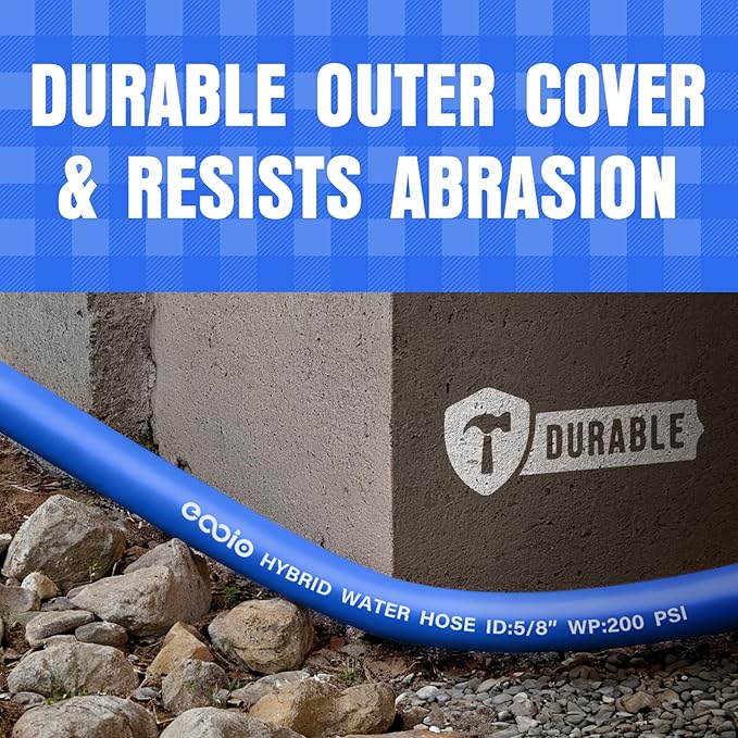 Heavy Duty Garden Hose 35 ft, Non-Expanding Flexible Water Hose, Kink Resistant Lightweight Hybrid Hose, Leakproof Hose Male to Female Fittings