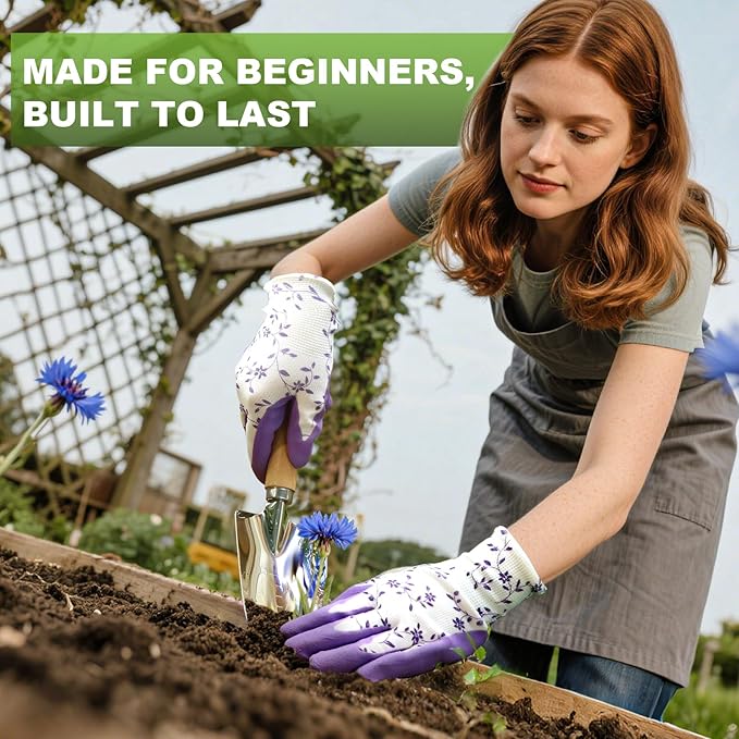 Gardening Tools Set, 11-Piece Heavy Duty Garden Tools Including Garden Gloves,Anti Rust Gardening Essentials Kit for Starters,Gardening Gift for Women