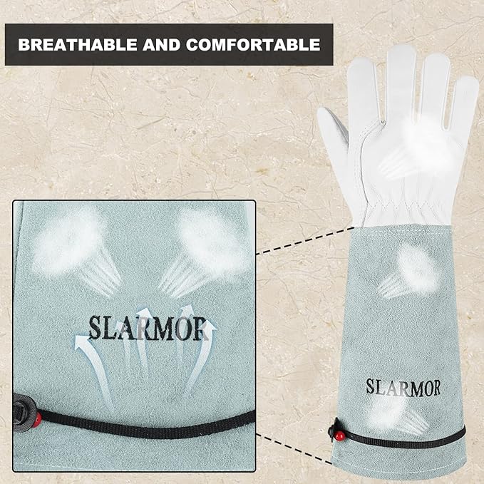 Long-Gardening-Gloves Women/Men-Thorn Proof Rose Pruning Heavy Duty Gauntlet-S