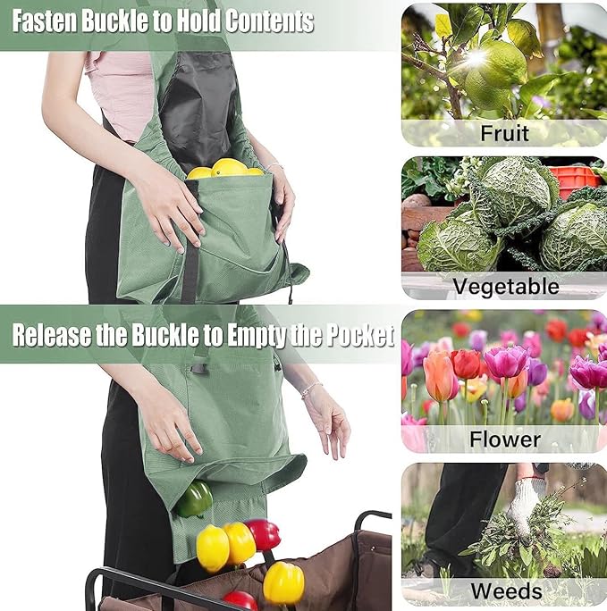 Harvesting Apron - Gardening Aprons with Pockets,with Pockets for Women & Men - Garden Apron 7 Pockets & Internal Drawstring Bag - Great Gift