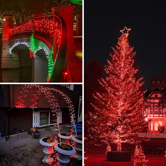 4 Pack Red and Green Christmas String Lights, 20FT 60 LED Fairy Lights Battery Operated with Timer, Waterproof Christmas Tree Light for Outdoor and Indoor Bedroom Home Yard Patio Christmas Decorations