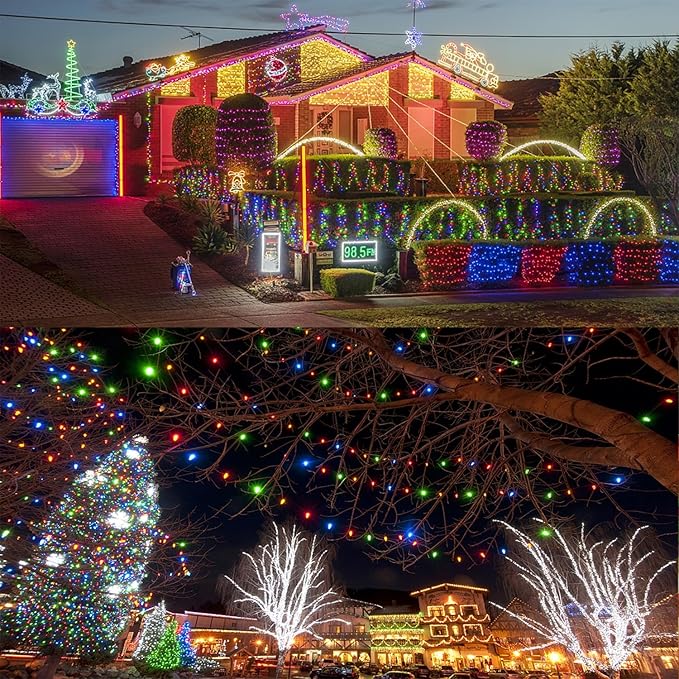 WATERGLIDE 1000 LED Christmas String Lights, 328 FT Green Wire LED Decorative Fairy Lights with Remote & 8 Modes, Waterproof for Outdoor Xmas Holiday Party Garden Wedding Home Decor, Multicolor