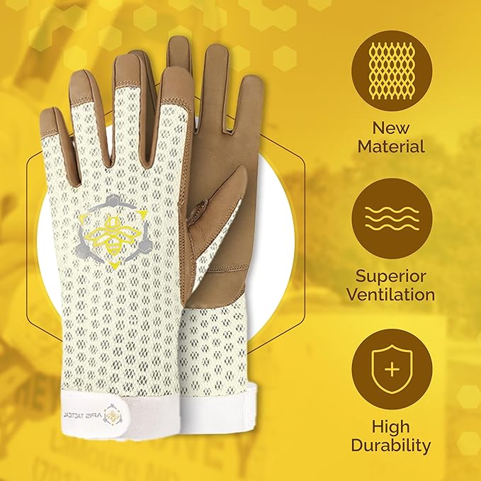 Heavy Duty Beekeeping Gloves Extended Cuff, Cowhide 5mm w/Patented Ventilation & Dexterity, Beekeeping Supplies