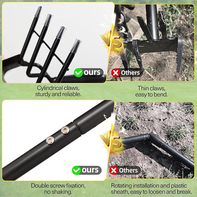 Garden Hoe, Heavy Duty Stirrup Hoe with 30-79" Adjustable Long Handle, Hula Hoe Garden Tool for Weeding, Double Action Scuffle Loop Hoe with Cultivator Rake for Loosening Soil for Gardening