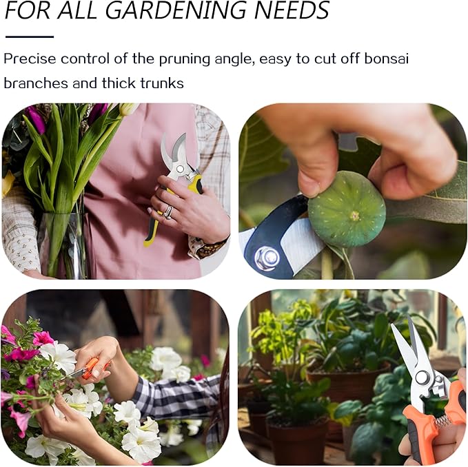 Pruning Shears Gardening Scissors Tools: 3pcs Outdoors&Indoor Garden Clippers, Rose Snips, Plant Clippers, Wood Pruner, Gardener Work Accessories for Flower Arrangement, Yard Landscaping (Multi-color)