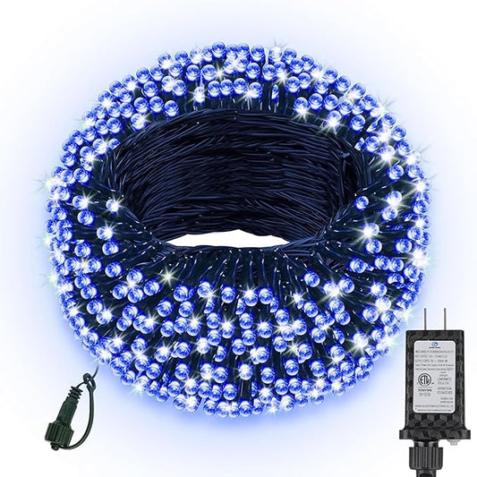 132FT 400 LED Christmas Lights with Timer, Twinkle Fairy Lights String with 8 Flashing Modes String Lights for Indoor Bedroom Outdoor Christmas Trees Garland Wreath Holiday Decorations, Blue