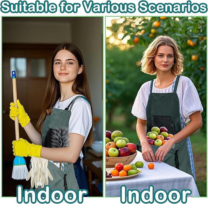 Gardening Aprons, Unisex Garden Aprons, Garden Picking Bag with Quick Release Pockets (Gray/Teal)