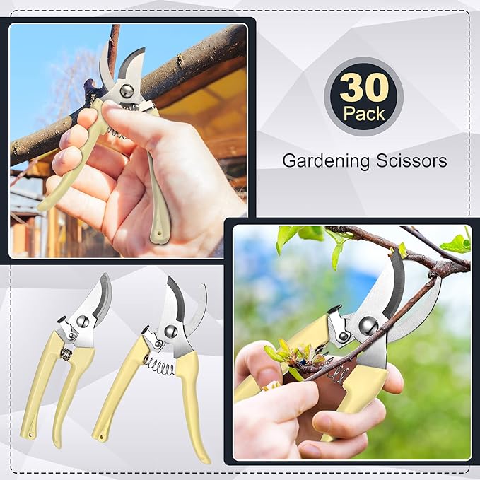 Chumia 30 Garden Flower Shears Pruning Scissors Heavy Duty Plant Scissors Trimming Garden Clippers Hand Tree Pruner for Yard Gardening Plants Hedge Flower Tree Cutting Secateurs (Beige)