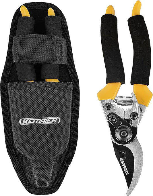 Pruning Shears for Gardening, Professional Garden Shears with Non-Slip Ergonomic Handles & Blade Cover, Sharp Garden Clippers for Trimming Branches, Shrubs, and Plants