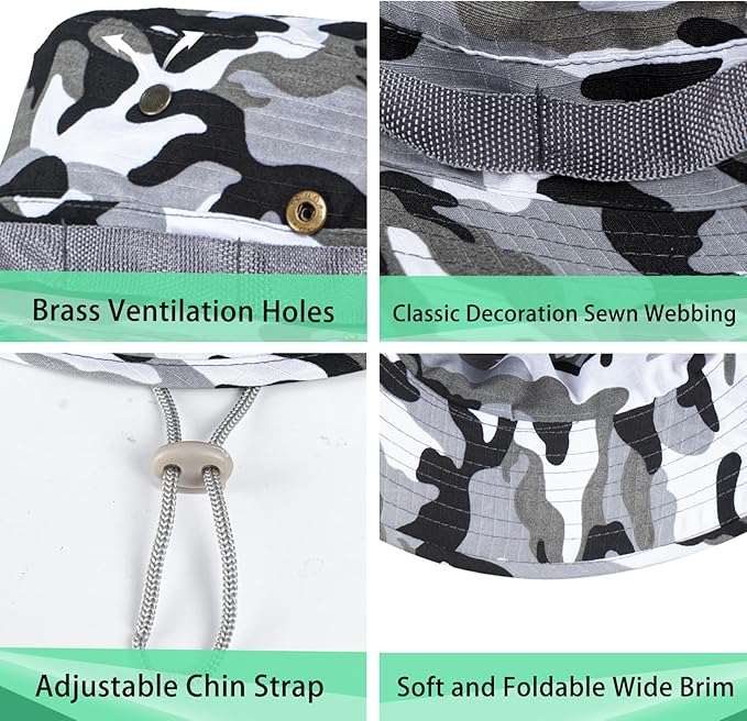 Sun Hats for Men Women Boonie Hat UPF 50+ Bucket Hat Wide Brim UV Protection Fishing Hiking Safari Outdoor Hats