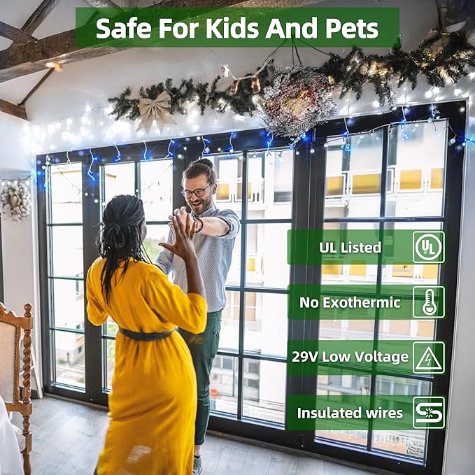 1620 LED Christmas Lights with 360 Drops,164ft 8 Modes Fairy Lights with Timer Waterproof, Plug-in Hanging Icicle String Lights for Outdoor Holiday Wedding Party Christmas Decor Blue & CoolWhite