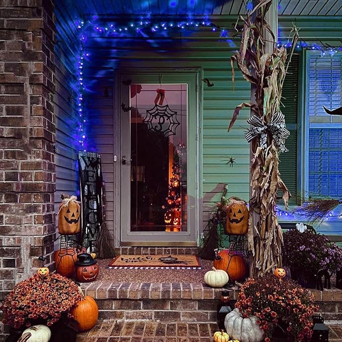 JMEXSUSS 250 LED Blue Halloween Lights: 91.5ft Extendable Green Wire Blue Christmas Lights Indoor Outdoor Waterproof with 8 Modes for Christmas Tree, Garden, Patio, Party, Holiday Decorations