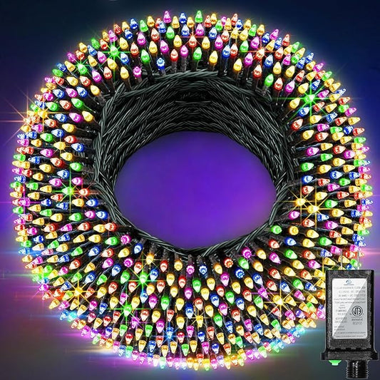 340 LED 90FT Christmas String Lights Outdoor, 12 Pro Modes and Timer Memory & Brightness, Plug in Waterproof Dark Green Wire Twinkle Light for for Xmas Yard Tree Wedding Party Decor (Multicolor)