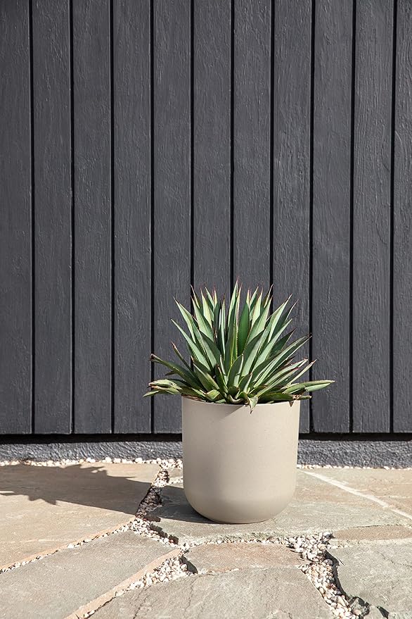 Veradek Mason Series Lima Planter - Round Planter for Indoor or Outdoor Porch/Garden | Made from Plastic-Stone Composite with Drainage Holes | Modern Décor for Succulents, Flowers, Small Plants