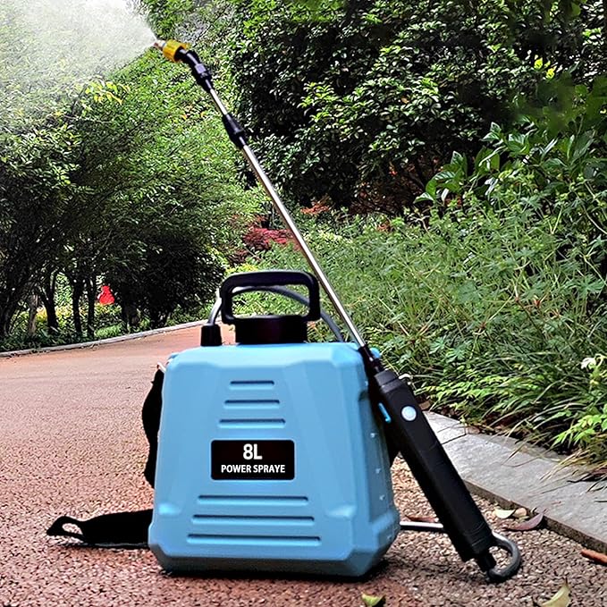 2 Gallon Electric Garden Sprayer, Electric Sprayer with USB Rechargeable Handle, 3 Mist Nozzles, Retractable Wand, Water Pump Sprayers (Sky Blue 2-Gallon)