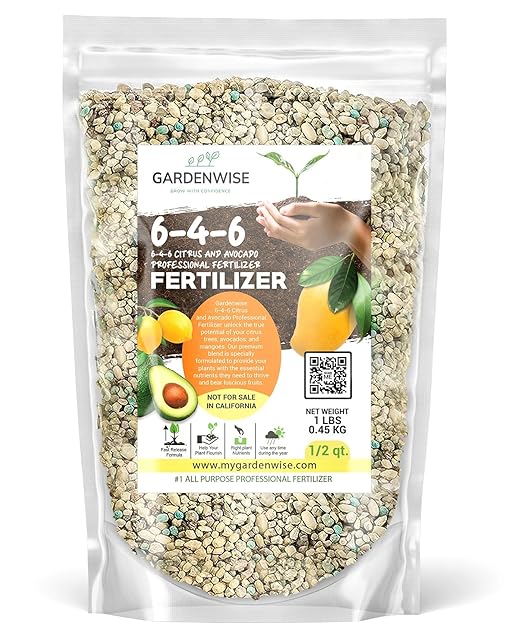 6-4-6 Avocado, Mango Citrus Tree Professional Fertilizer, Plant Food Outdoor/Indoor Gardening; Quick-Release Nitrogen Fertilizer; Orange, Lime, Avocado and Lemon Tree Fertilizer (1/2 QUART)