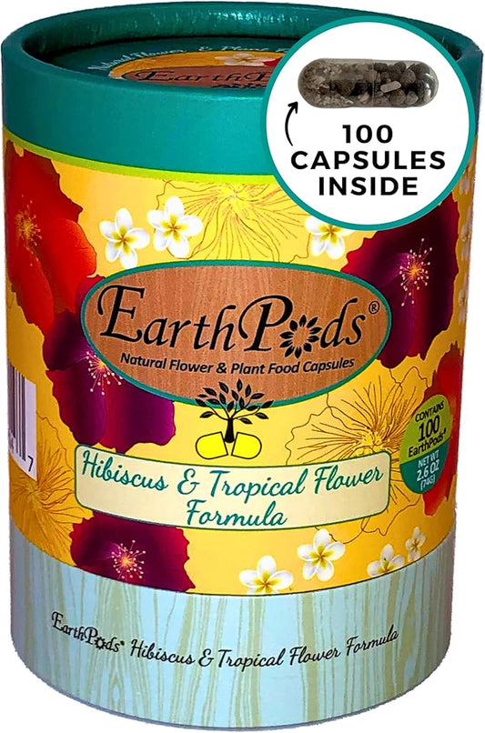 100 EarthPods - Bio Organic Hibiscus Fertilizer Spikes - Plumeria & Bougainvillea - Tropical Plant Food Sticks - Premium Formula - Hand Made in USA