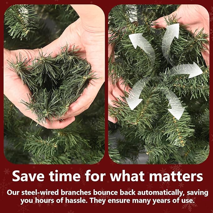 4ft Per-Lit Artificial Christmas Tree with 150 Warm White Lights, Premium Full Hinged Prelight Christmas Tree with 328 Steel Branch Tips, Green Xmas Tree for Easy Holiday Setup, Foldable Base