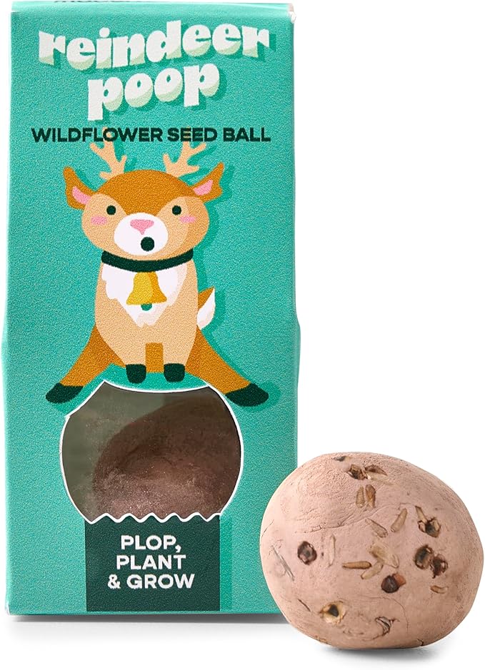 Modern Sprout Wildflower Seed Ball Poop - Christmas Gift - Non-GMO, Hand-Rolled Clay Seed Bombs with Wildflower Seeds - Plop Plant & Grow Gardening Gift Set for Kids & Adults (Jingle Plop - Pack of 3)
