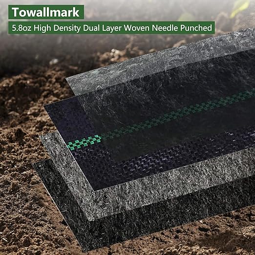 Woven Landscape Fabric 5.0oz, 5 x 300FT Weed Fabric Barrier, Double Layer, Garden Fabric Weed Barrier, Weed Control Fabric Ground Cover, Gardening Mat for Garden Beds, Landscaping