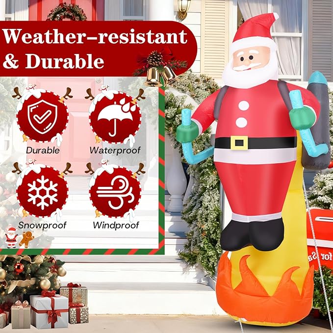 8 FT Christmas Inflatable Outdoor Decorations with LED Lights, Blow Up Yard Decorations for Christmas, Holiday Xmas Inflatables Garden Lawn Decor