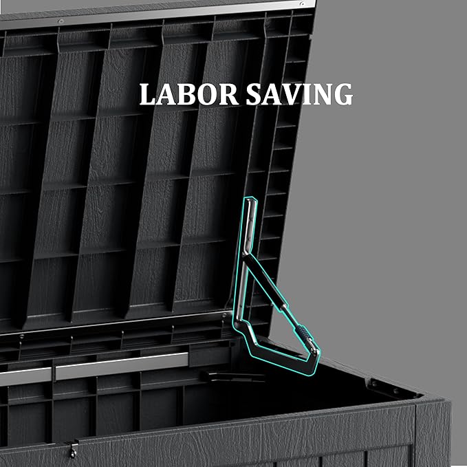 TARKARI 270 Gallon Lockable Resin Deck Box, Waterproof & UV-Resistant Outdoor Storage Box for Outdoor Cushion Storage, Garden Tools & Pool Accessories Storage, Black