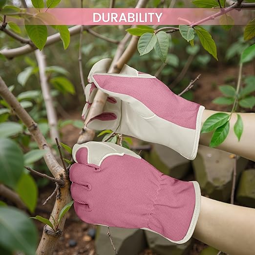 Gardening Gloves, Garden Gloves for Women and Men, Thorn Proof Working Gloves, Durable Leather Work Garden Gloves for Yard & Outdoor Work, Purple, XL