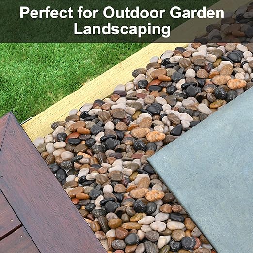 20Ib Rain Forest Rocks- Decorative Pebbles for Plants- River Rocks for Outdoor Landscaping- 0.3"-0.8" inch High Polished Stones for Aquarium, Terrarium,Vases, Home Decor