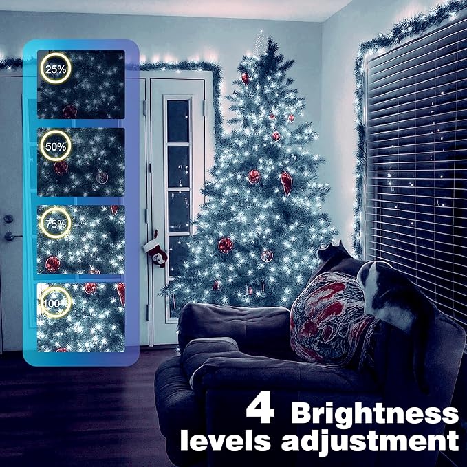 Christmas Lights 800 LED 264 FT, IP67 Waterproof Christmastree Lights with 8 Modes, Remote Control 3 Timers & Memory Function Xmas Decorations for House and Holiday (Cool White)