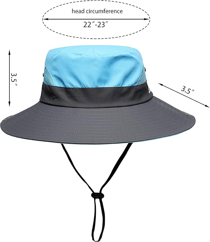 Womens Summer Sun Hat Beach Hat Wide Brim Outdoor UV Protection Hat Foldable Cool Mesh Ponytail Bucket Hat