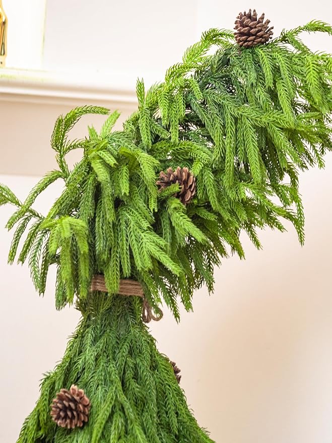 39” Crooked Top Christmas Tree with Pine Cones, Artificial Norfolk Pine Tree for Front Porch Stairs Indoor Outdoor Holiday Christmas Decor Xmas Decorations