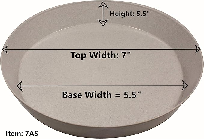 7 Inch (5.5 Inch Base) Case of 10 Plant Saucer - Black Polypropylene,Heavy Duty Indoor/Outdoor Tray and Drip Pan,Collects Flower Pot Excess Water Made in USA