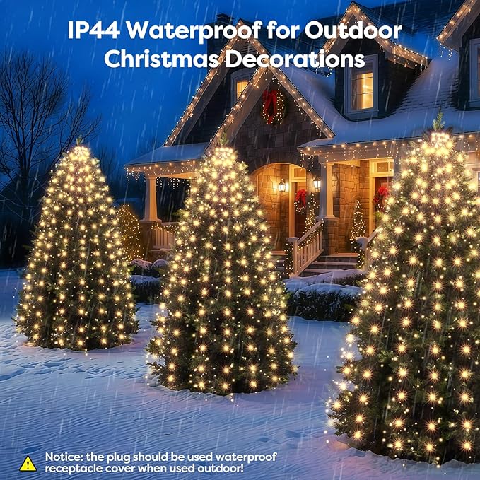 Christmas Tree Lights Christmas Lights Outdoor Indoor WarmWhite 280Led 10 Lines with 8 Light Modes, Timer and Remote Control, Waterfall Lights for Wedding Home Party 4Ft-7Ft Xmas Tree Decorations