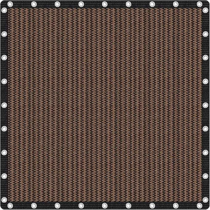 VICLLAX Shade Fabric Sun Shade Cloth Privacy Screen with Grommets for Patio Garden Pergola Cover Canopy 12x12 FT, Mocha