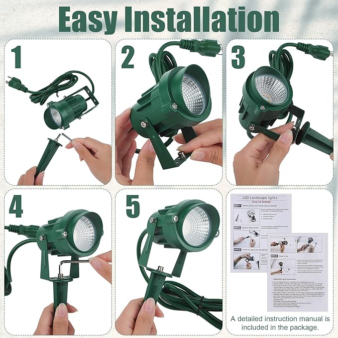 Fovths 2 Pack Christmas Spotlight 12W RGBW Outdoor Landscape Lights Spot Light with Remote Control IP65 Waterproof 120V Lights 16 Color Changing for Xmas Garden Path Yard Decor