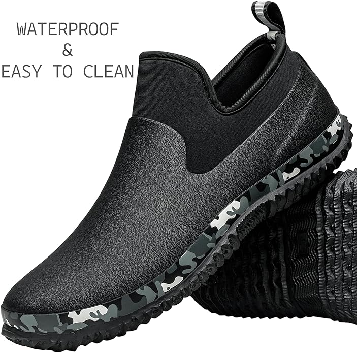 TENGTA Unisex Waterproof Garden Mud Shoes Mens Rubber Gardening Rain Boots for Women Car Wash Footwear