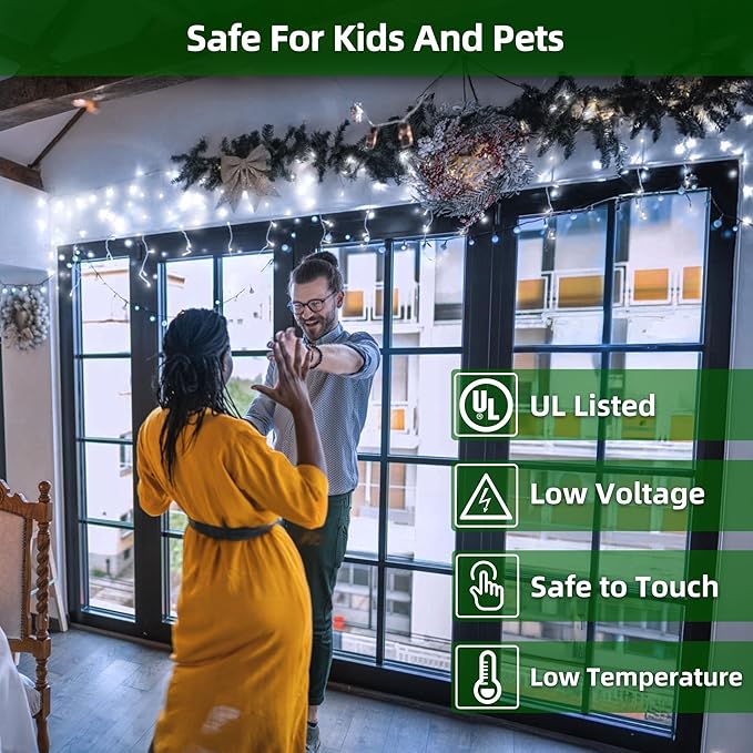 1620 LED Christmas Lights with 360Drops, 164ft 12 Modes Cool White Outdoor String Lights with Timer Dimmable, Waterproof Hanging Twinkle Lights for Halloween Holiday Wedding Eaves Christmas Decor