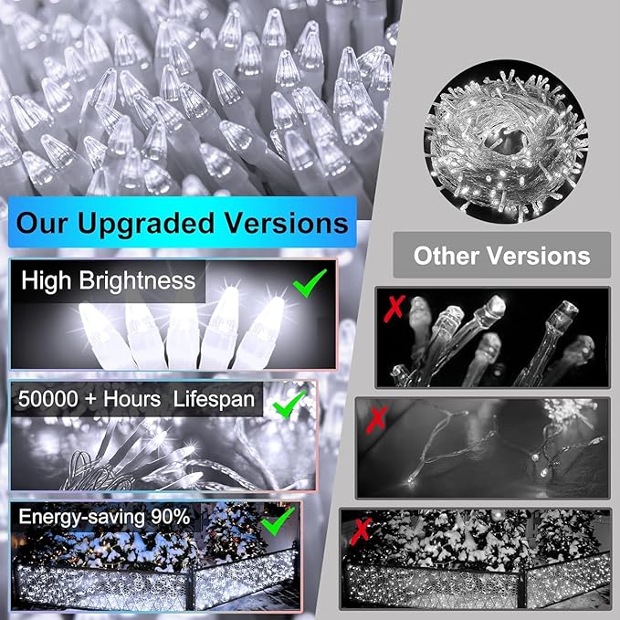 1620 LED Christmas Lights with 360Drops, 164ft 12 Modes Cool White Outdoor String Lights with Timer Dimmable, Waterproof Hanging Twinkle Lights for Halloween Holiday Wedding Eaves Christmas Decor