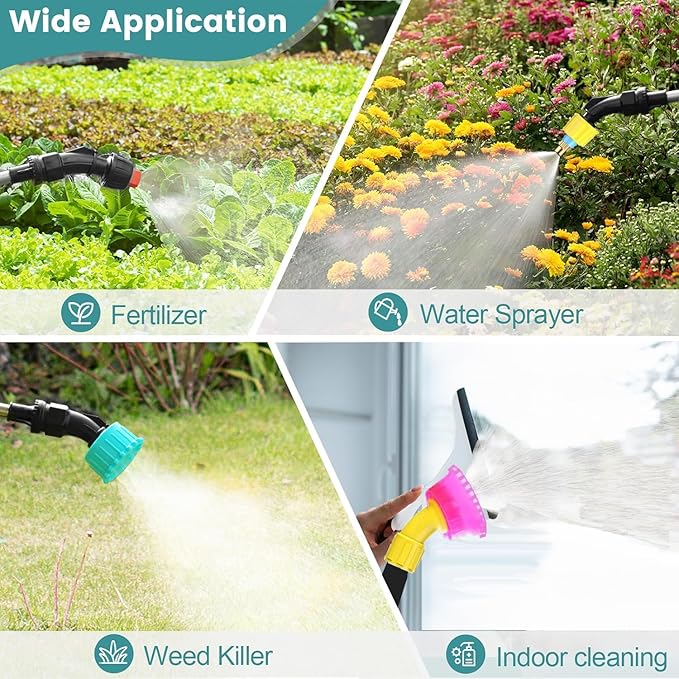 2025 New 7.4V Powerful Electric Sprayer with Waterproof Handle, USB Charging, 6 Spray Heads, 2.1 gallons, Adjustable Rod and Shoulder Strap, Suitable for Gardens, lawns, etc., Lasts About 3 Hours
