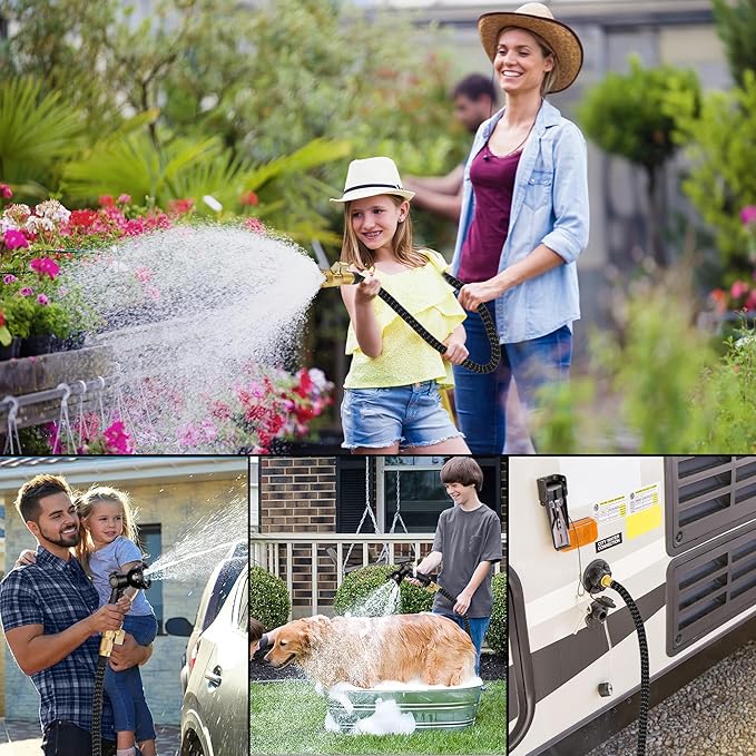 50 ft Expandable Garden Hose - Superior Strength 3750D - 3 -Layer Latex Core Garden HoseS - Expanding Water hoses - Extra Strong Brass Connectors/Storage Bag