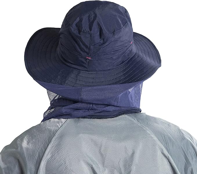 Fishing Hat Sun Protection Hat Mosquito Head Net for Outdoors Bucket Hat with Hidden Net Mesh